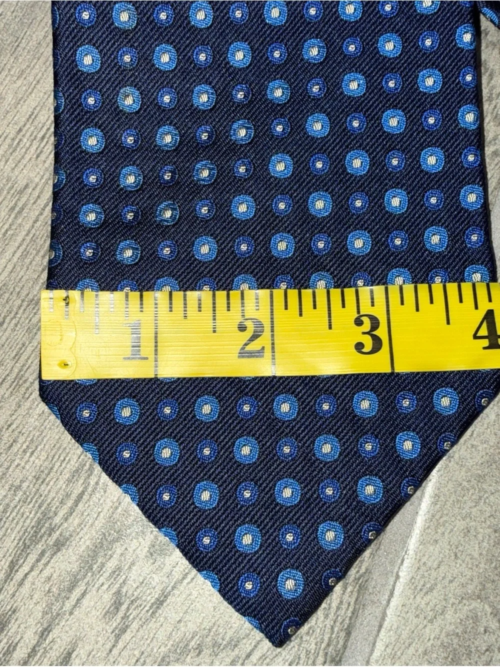 Polo Ralph Lauren Mens Silk Tie Navy Blue White Dotted Made‎ in USA Classic